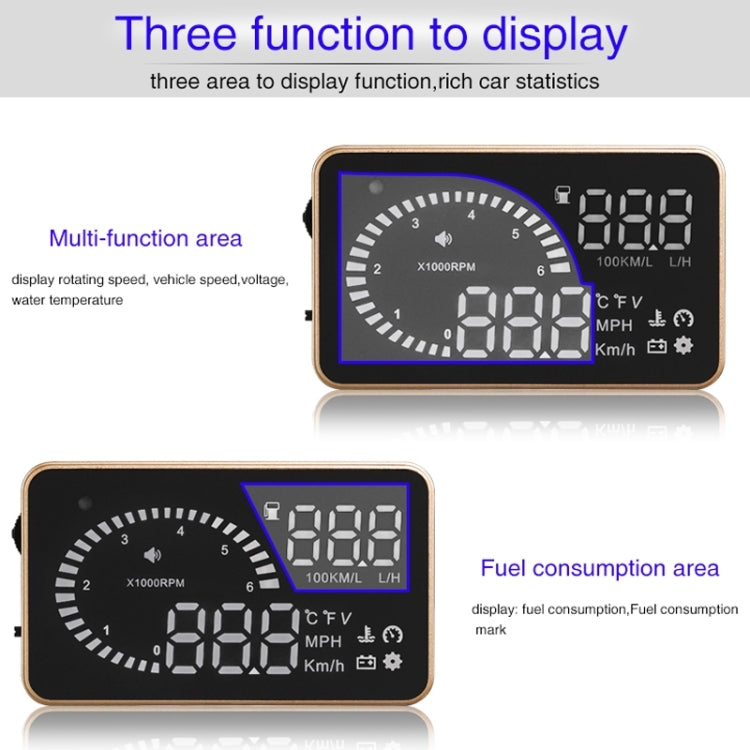 X6 3.5 inch Car OBDII / EUOBD HUD Vehicle-mounted Head Up Display Security System, Support Speed & Water Temperature & Speed Alarm & Fuel Consumption & Battery Voltage, etc., X6