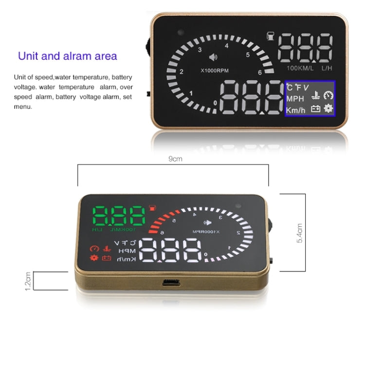 X6 3.5 inch Car OBDII / EUOBD HUD Vehicle-mounted Head Up Display Security System, Support Speed & Water Temperature & Speed Alarm & Fuel Consumption & Battery Voltage, etc., X6