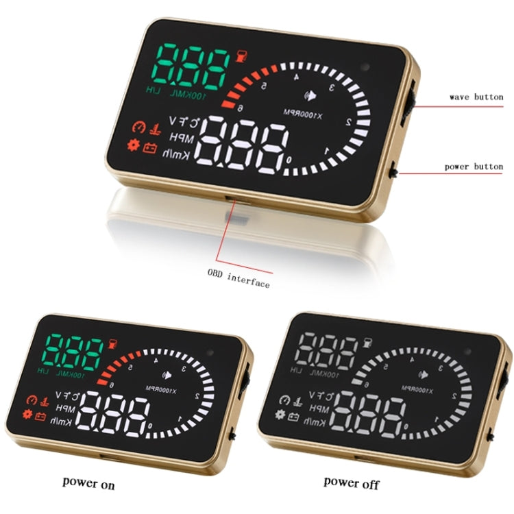 X6 3.5 inch Car OBDII / EUOBD HUD Vehicle-mounted Head Up Display Security System, Support Speed & Water Temperature & Speed Alarm & Fuel Consumption & Battery Voltage, etc., X6