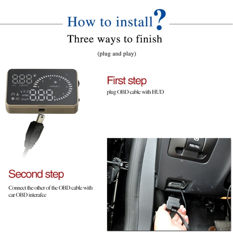 X6 3.5 inch Car OBDII / EUOBD HUD Vehicle-mounted Head Up Display Security System, Support Speed & Water Temperature & Speed Alarm & Fuel Consumption & Battery Voltage, etc., X6