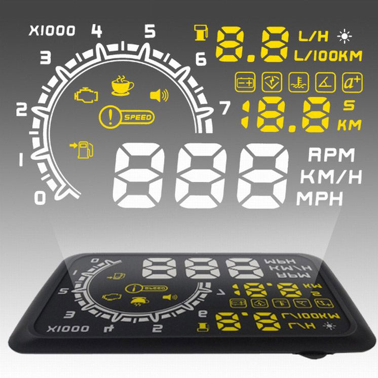 W02 5.5 inch Car OBDII HUD Fuel Consumption Warning System Vehicle-mounted Head Up Display Projector with LED, W02