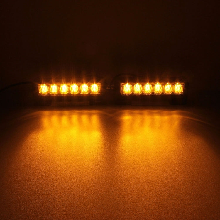 2 PCS 6 inch 6 LED 2 x 18W Car Flash Warning Light Yellow Change White Waterproof Emergency Light, DC 12V, Yellow Change White