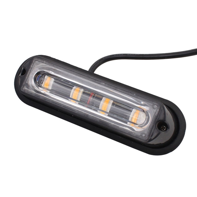 12W 720LM 4-LED 18 Flash Patterns Car Strobe Emergency Warning Light Lamp, DC 12V, 4-LED Yellow Light