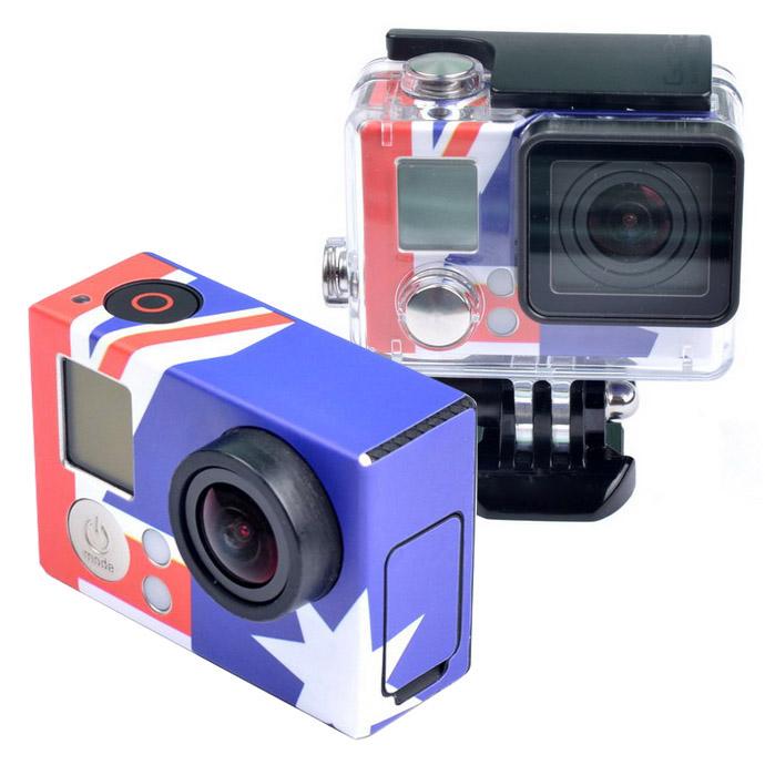 ملصق حافظة لكاميرا GoPro HERO3+ /3، علم الولايات المتحدة، علم أستراليا، علم المملكة المتحدة، علم البرازيل