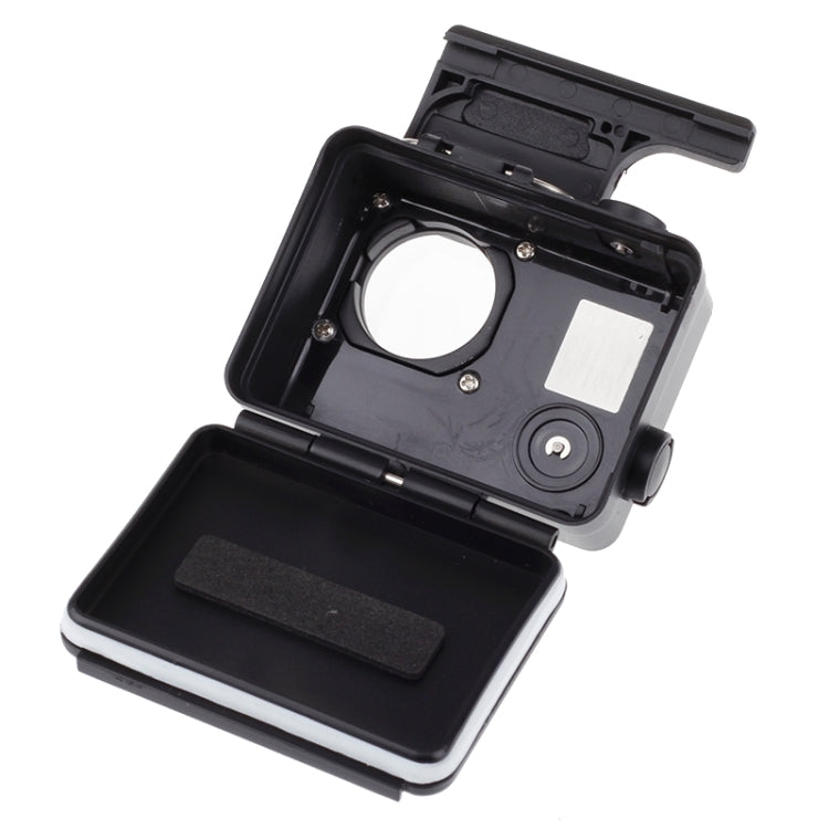حافظة واقية مقاومة للماء من الإصدار الأسود مع مشبك تثبيت أساسي لكاميرا GoPro HERO4 /3+، عمق مقاوم للماء: 10 أمتار، مقاوم للماء حتى 10 أمتار