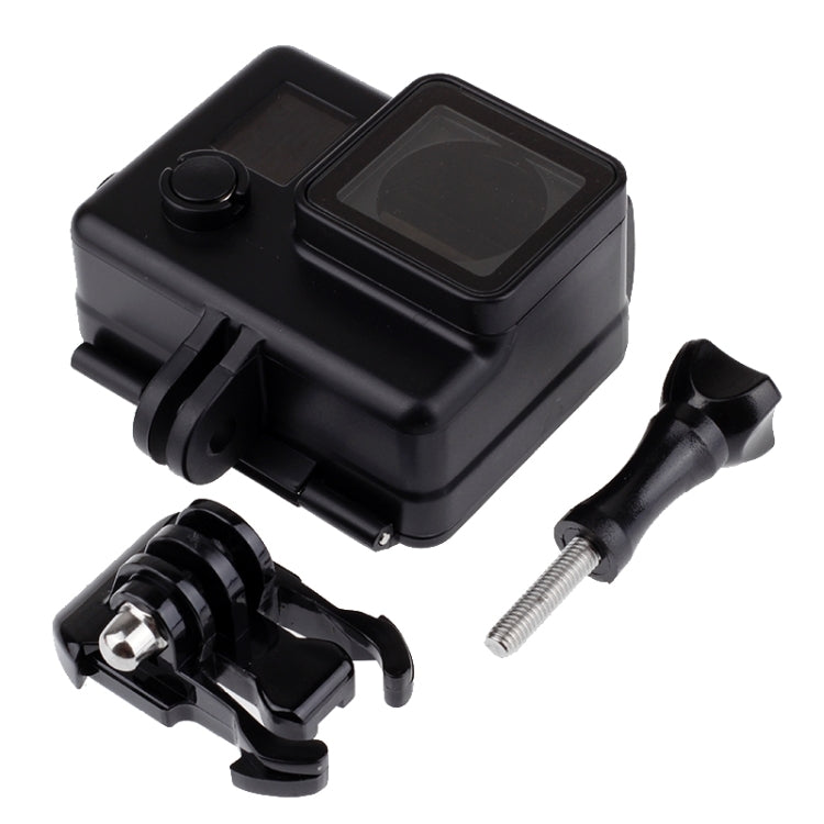 حافظة واقية مقاومة للماء من الإصدار الأسود مع مشبك تثبيت أساسي لكاميرا GoPro HERO4 /3+، عمق مقاوم للماء: 10 أمتار، مقاوم للماء حتى 10 أمتار