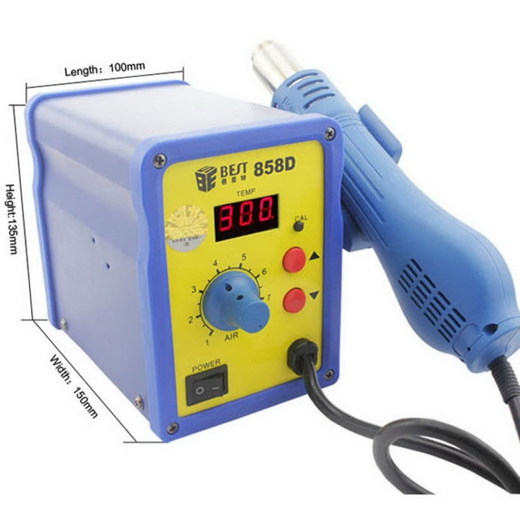 BEST BST-858D AC 220V 50Hz 650W LED Displayer Adjustable Temperature Unleaded Hot Air Gun with Helical Wind, BST-858D US Plug