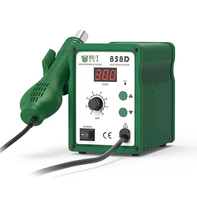 BEST BST-858D+ AC 220V 50Hz 650W LED Displayer Adjustable Temperature Unleaded Hot Air Gun with Helical Wind, BST-858D+ EU Plug, BST-858D+ US Plug