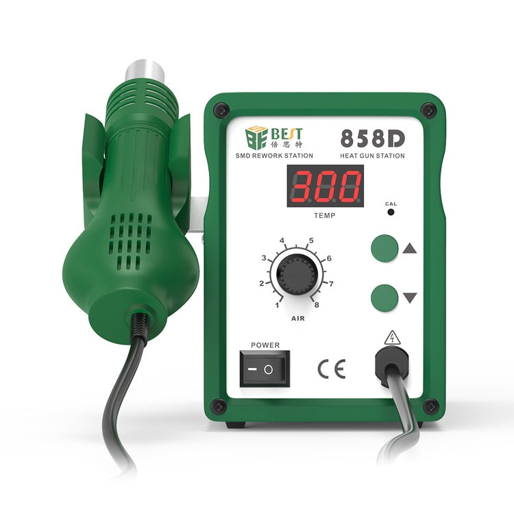 BEST BST-858D+ AC 220V 50Hz 650W LED Displayer Adjustable Temperature Unleaded Hot Air Gun with Helical Wind, BST-858D+ EU Plug, BST-858D+ US Plug