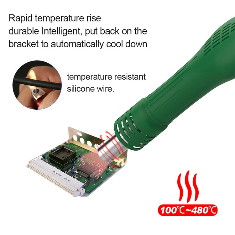 BEST BST-858D+ AC 220V 50Hz 650W LED Displayer Adjustable Temperature Unleaded Hot Air Gun with Helical Wind, BST-858D+ EU Plug, BST-858D+ US Plug
