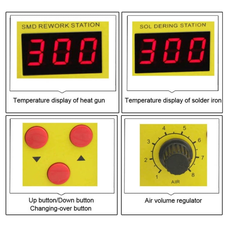 BEST BST-898D 2 in 1 AC 220V 720W LED Displayer Helical Wind Adjustable Temperature Unleaded Hot Air Gun + Solder Station & Soldering Iron, BST-898D EU Plug, BST-898D US Plug