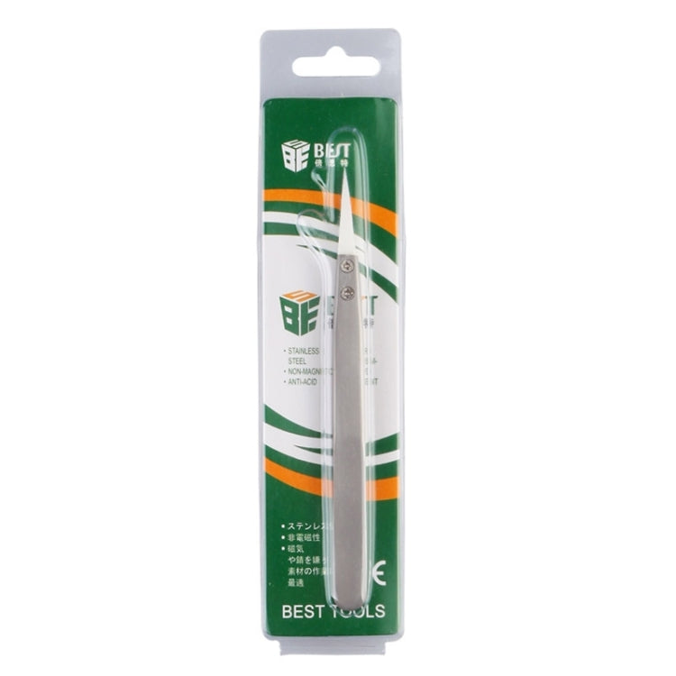 BEST BST-72-MZ 302 Stainless Steel High Temperature Resistance Ceramic Tip Tweezers, BST-72-MZ