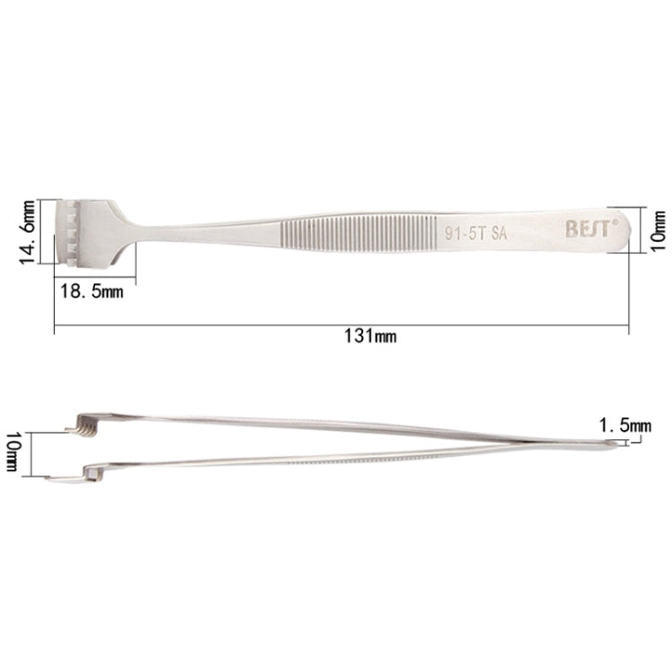 BEST BST-91-5T SA Professional Stainless Steel Wafer Tweezers for Silicon Wafer, BST-91-5T