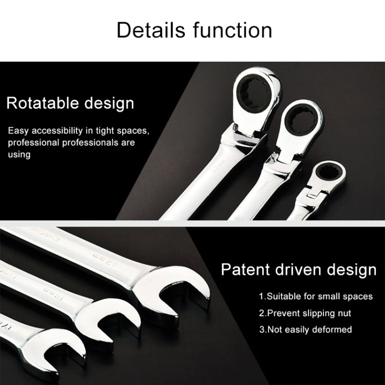 13mm Dual-use Opening Plum Ratcheting Angled Wrench , Length: 17.8cm, 13mm