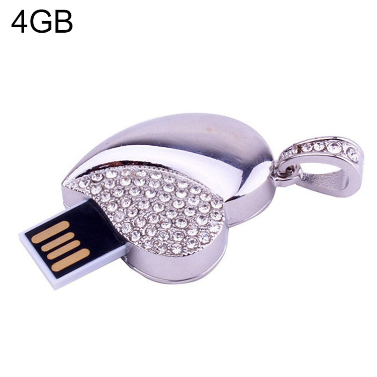قرص فلاش USB من الفضة على شكل قلب مرصع بالألماس، هدية خاصة لعيد الحب، 2 جيجابايت، 4 جيجابايت، 8 جيجابايت، 16 جيجابايت، 32 جيجابايت