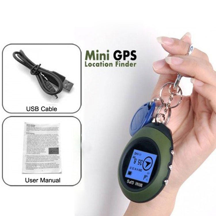 Keychain Handheld Mini GPS Navigation USB Rechargeable Location Finder Tracker for Outdoor Travel(Green), Keychain Tracker