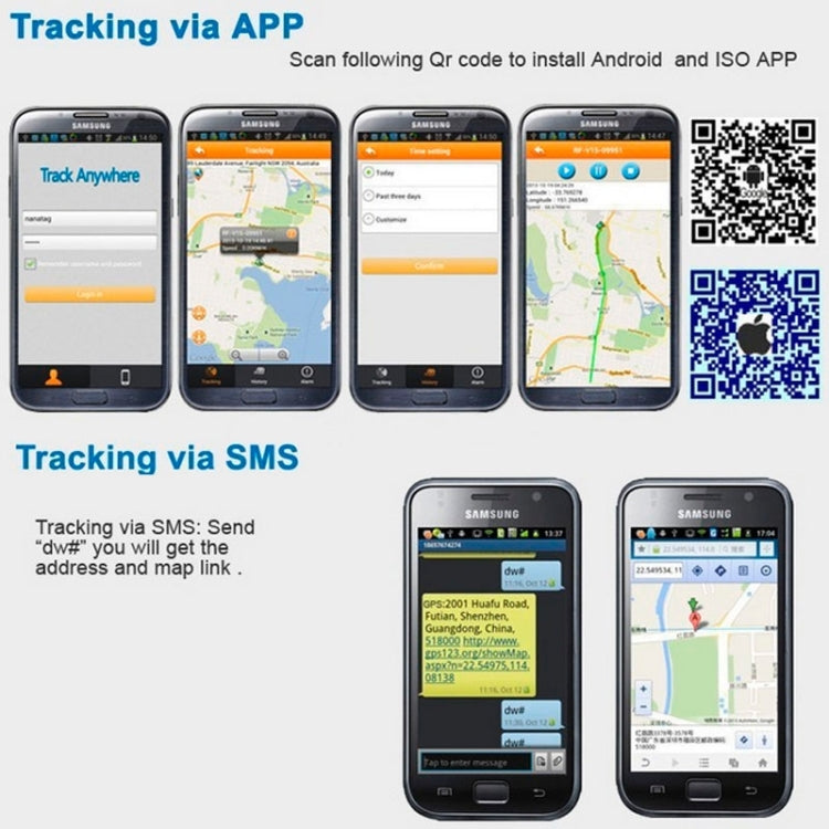 جهاز تعقب GPS عالمي مقاوم للماء IPX6 للحيوانات الأليفة / الأطفال / كبار السن KH-909 أبيض + أسود، KH-909 أبيض + أزرق