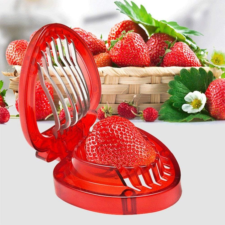 Kitchen Tool Plastic Strawberry Slicer Fruit Knife with Stainless Steel Blade, Strawberry Slicer