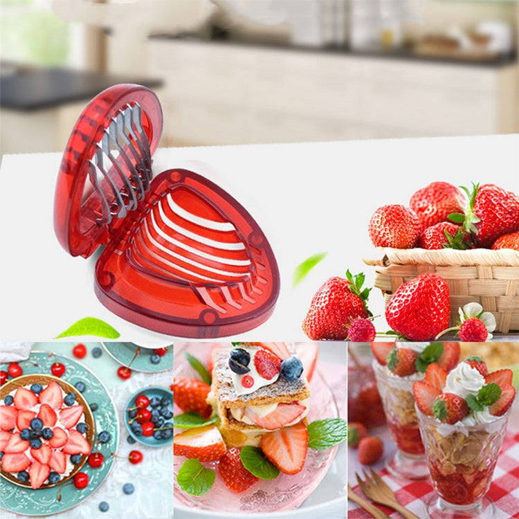 Kitchen Tool Plastic Strawberry Slicer Fruit Knife with Stainless Steel Blade, Strawberry Slicer