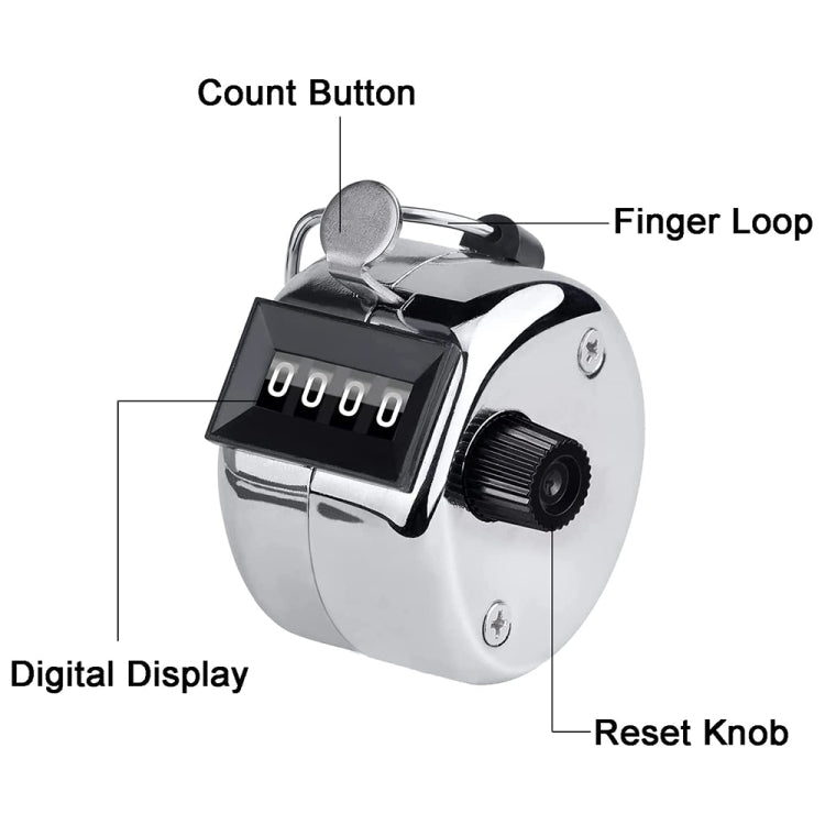 Retro Style 0.8 inch 4-digit Screen Mechanical Manual Metal Counter, Manual Metal Counter