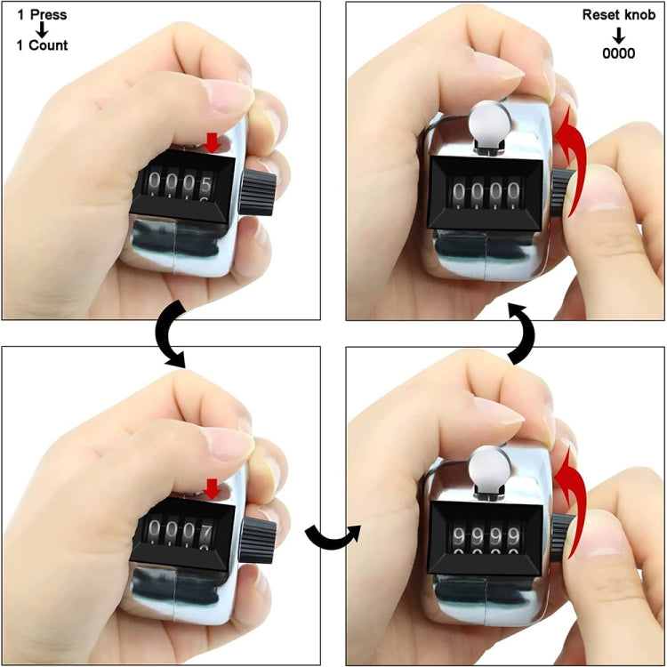Retro Style 0.8 inch 4-digit Screen Mechanical Manual Metal Counter, Manual Metal Counter