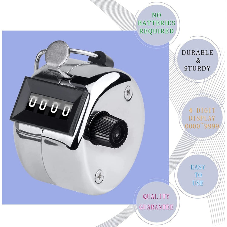 Retro Style 0.8 inch 4-digit Screen Mechanical Manual Metal Counter, Manual Metal Counter