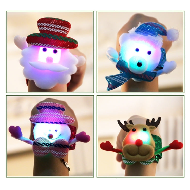 Santa Style Flash Light Merry Christmas Slap Pat Circle Wristband, Flannel Light Santa Claus