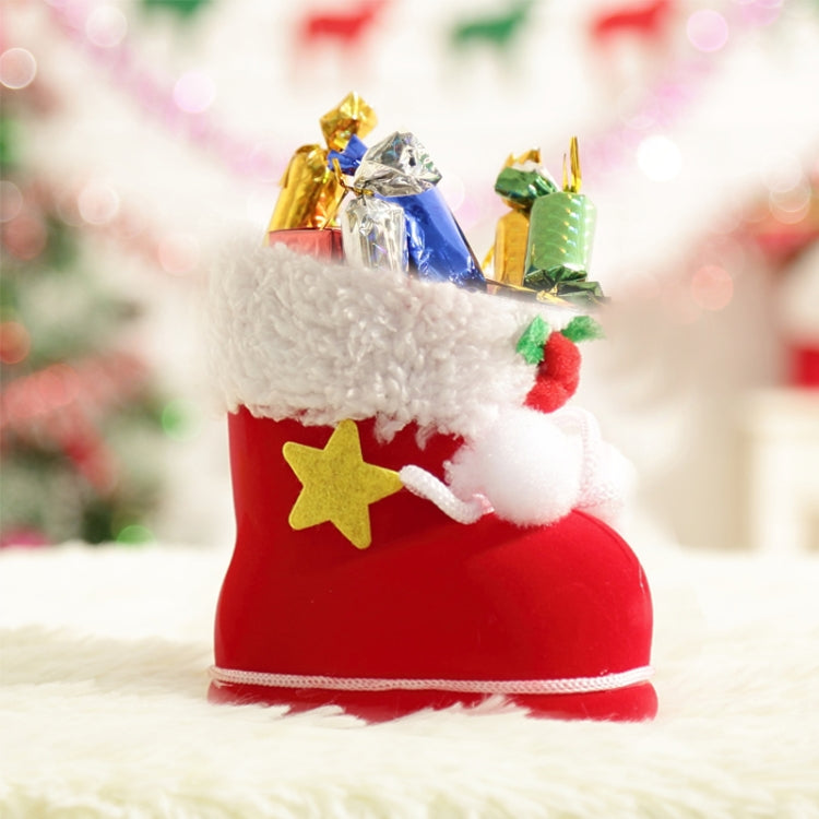 Santa Pattern Christmas Decoration Flocking Stocking Boot Candy Bag, Size: 9cm x 10cm x 5cm, Size: 9cm x 10cm x 5cm