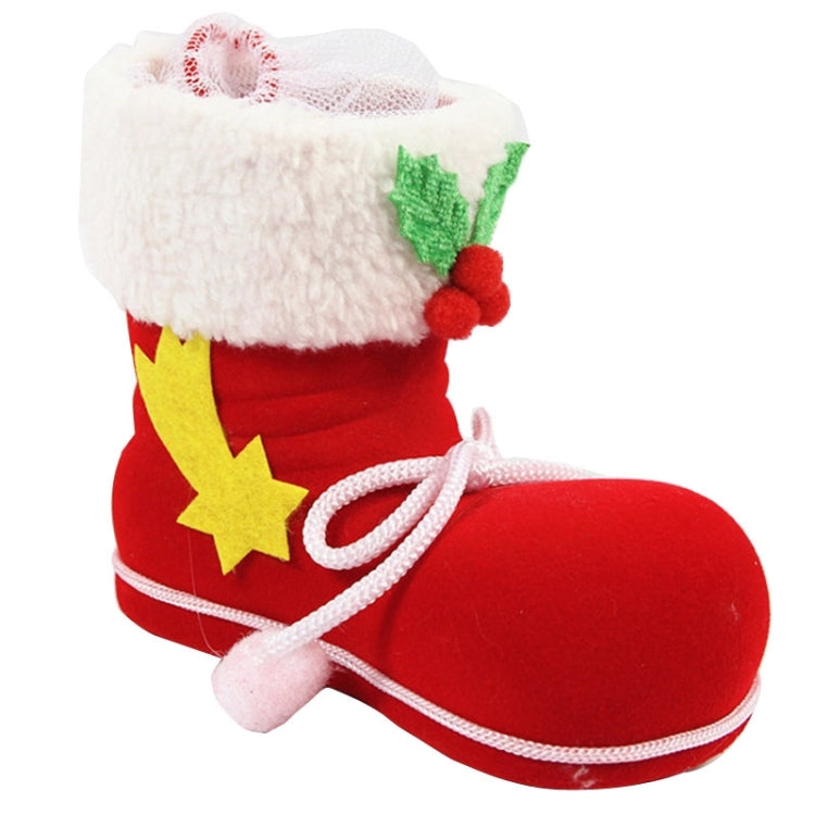 Santa Pattern Christmas Decoration Flocking Stocking Boot Candy Bag, Size: 13cm x 10cm x 7cm, Size: 13cm x 10cm x 7cm