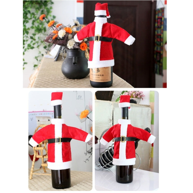 Christmas Dinner Table Santa Decoration Cloth Plush Champagne Wine Bottle Bags Sets, Santa  Cloth