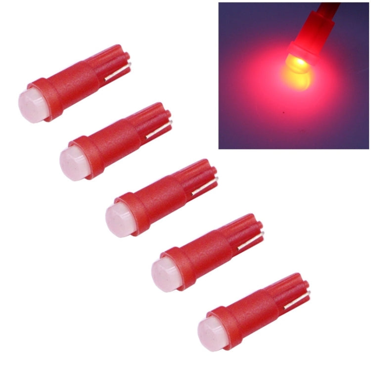 5 قطع T5 0.5 واط 20 لومن 1 ليد COB LED لمبة إضاءة لوحة القيادة للمركبات، تيار مستمر 12 فولت