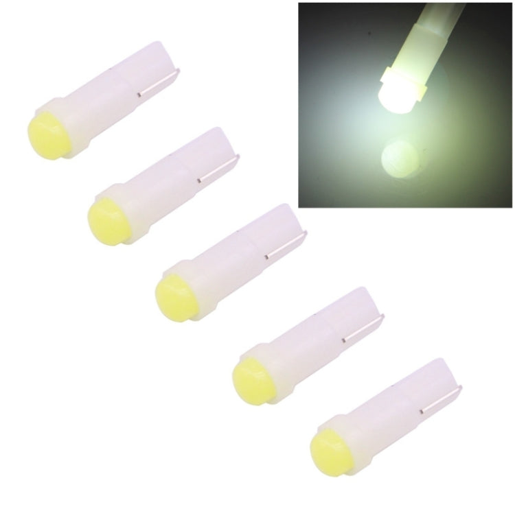 5 قطع T5 0.5 واط 20 لومن 1 ليد COB LED لمبة إضاءة لوحة القيادة للمركبات، تيار مستمر 12 فولت