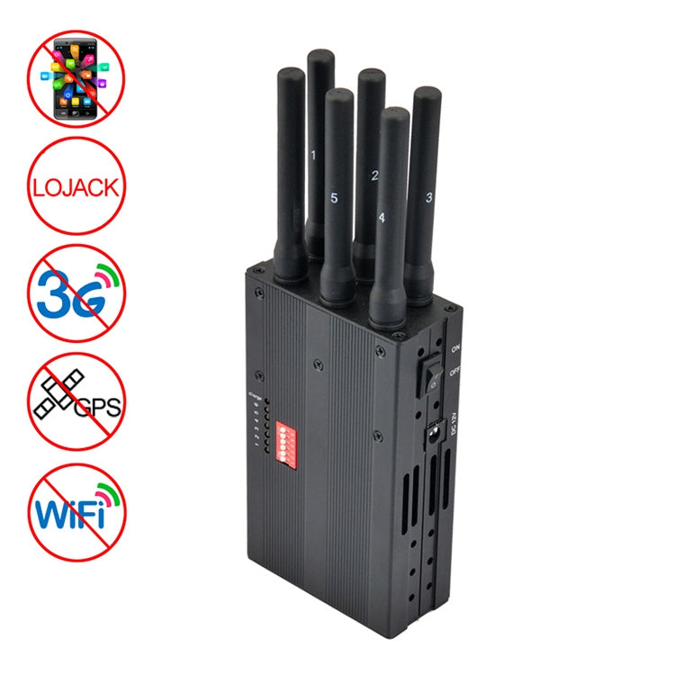GSM / CDMA / DCS / PCS / 3G / Wifi / GPS / LOJACK قاطع إشارة الهاتف المحمول / جهاز تشويش / عازل، التغطية: 20 مترًا (JAX-121A-6C)، GSM / CDMA / DCS / PCS / 3G / Wifi / GPS / LOJACK