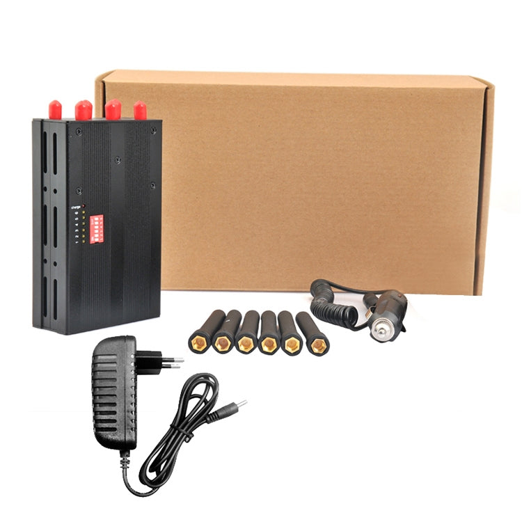 GSM / CDMA / DCS / PCS / 3G / Wifi / GPS / LOJACK قاطع إشارة الهاتف المحمول / جهاز تشويش / عازل، التغطية: 20 مترًا (JAX-121A-6C)، GSM / CDMA / DCS / PCS / 3G / Wifi / GPS / LOJACK