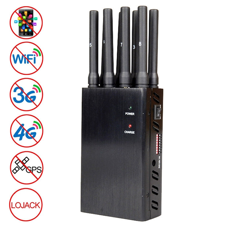 عازل إشارة الهاتف المحمول JAX-121A-8 GSM / DCS / WiFi / 3G / 4G / GPS / LOJACK، التغطية: 20 مترًا، GSM / DCS / WiFi / 3G / 4G / GPS / LOJACK