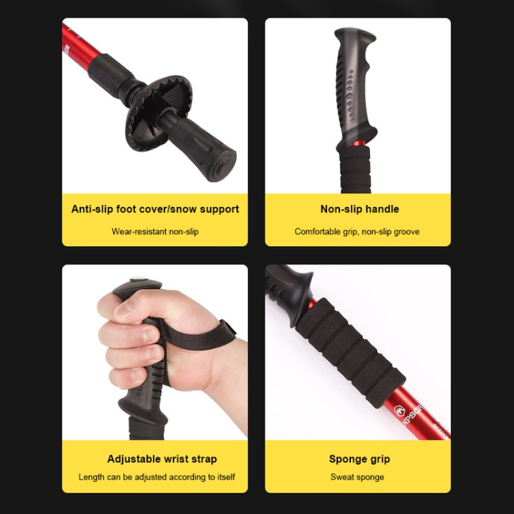 Folding Adjustable Crutch / Walking Stick with Compass, Height: 0.5-1.1m (Random Color Delivery)
