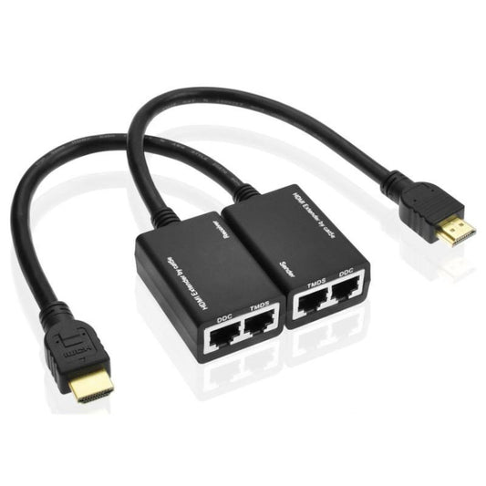 موسع HDMI بواسطة كابل Cat5e / 6 LAN بطول 30 مترًا / 1080 بكسل
