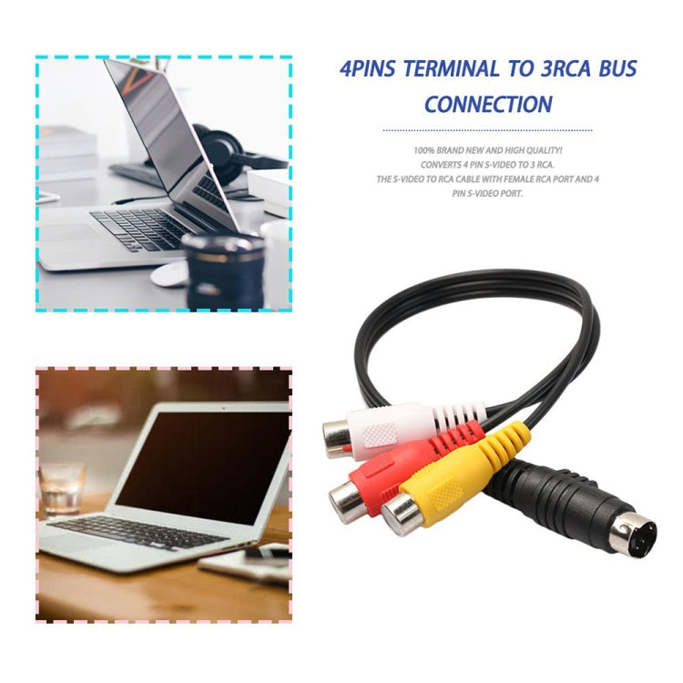 محول كابل AV أنثى من S-Video إلى RCA رباعي السنون، الطول: 20 سم، S-Video إلى AV 3RCA أنثى