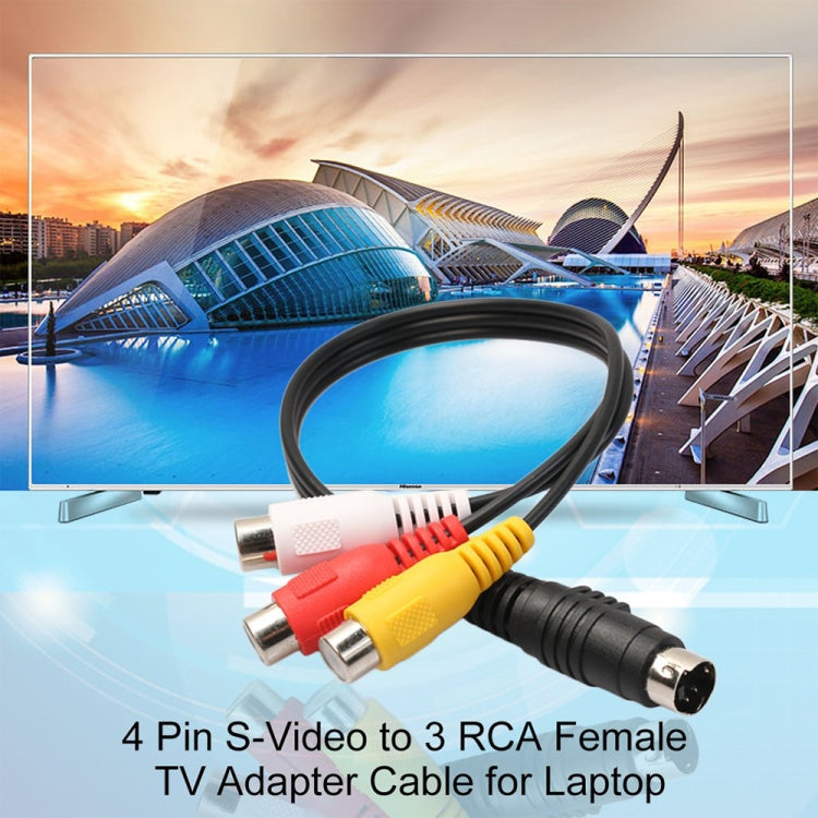 محول كابل AV أنثى من S-Video إلى RCA رباعي السنون، الطول: 20 سم، S-Video إلى AV 3RCA أنثى