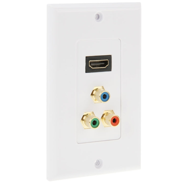 HDMI Female Plug + 3 RCA Female Plugs Wall Plate Panel