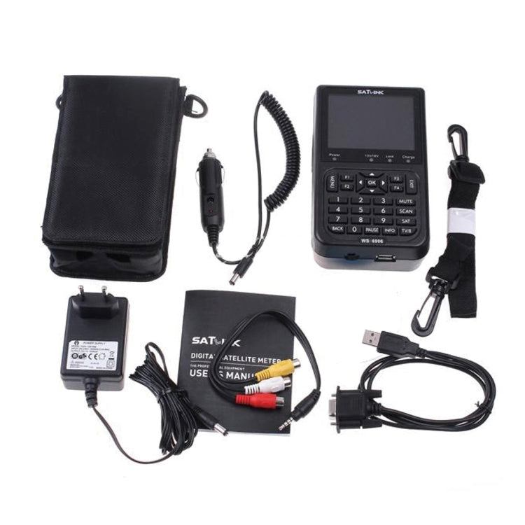 جهاز قياس الأقمار الصناعية المحمول SATLINK WS6906 بشاشة LCD ملونة مقاس 3.5 بوصة، WS6906