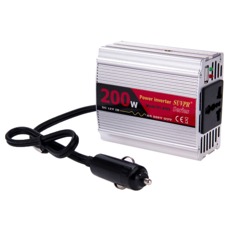 SUVPR DY-8103 200W DC 12V to AC Car Power Inverter with 500mA USB Port & Universal Power Socket, AC 110V, S-TC-1204A