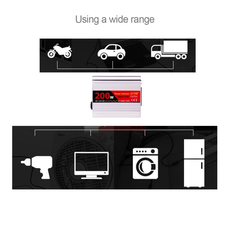 SUVPR DY-8103 200W DC 12V to AC Car Power Inverter with 500mA USB Port & Universal Power Socket, AC 110V, S-TC-1204A