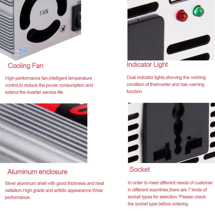 SUVPR DY-8105 350W DC 12V to AC 220V Car Power Inverter with 500mA USB Port & Universal Power Socket, 350W DC 12V to AC 220V