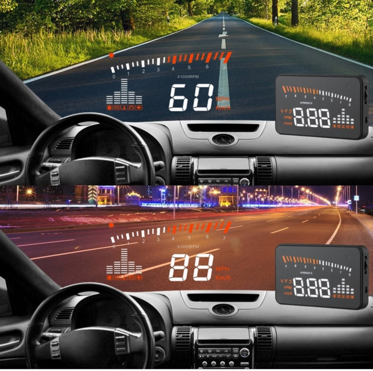 X5 HUD 3 inch Universal Multi Car Head Up Display with OBDII EOBD System, Light Sensors, Rotation Speed, Rotation Speed Unit, Unit Mark, Voltage, Water Temperature, Alarm mark, X5 HUD 3 inch