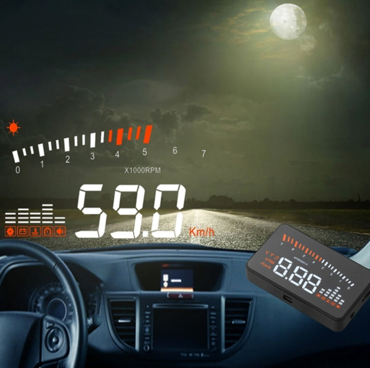 X5 HUD 3 inch Universal Multi Car Head Up Display with OBDII EOBD System, Light Sensors, Rotation Speed, Rotation Speed Unit, Unit Mark, Voltage, Water Temperature, Alarm mark, X5 HUD 3 inch