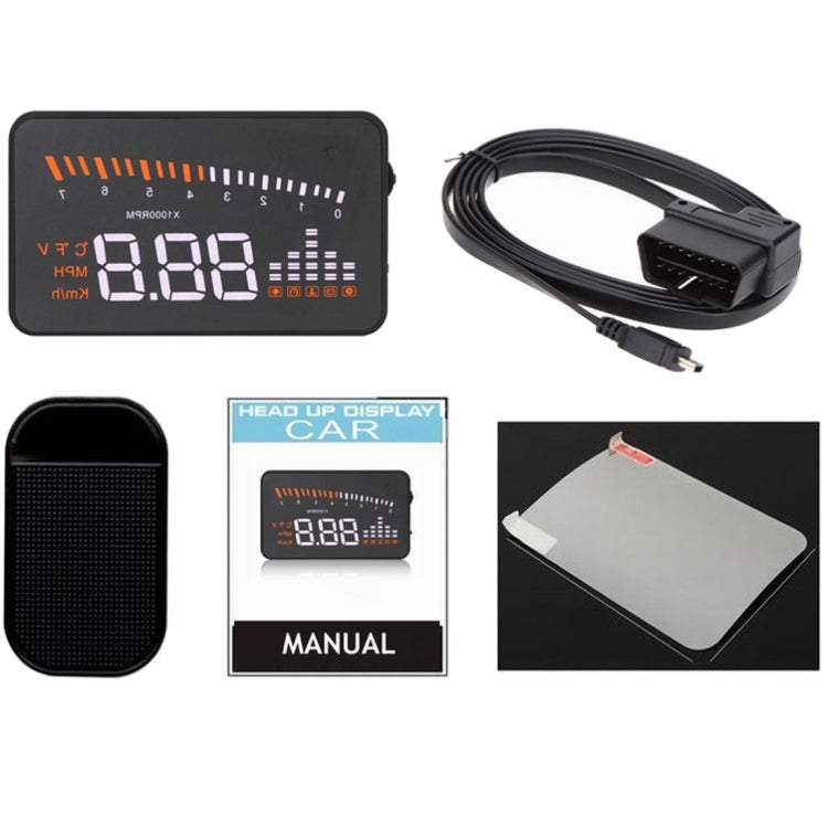 X5 HUD 3 inch Universal Multi Car Head Up Display with OBDII EOBD System, Light Sensors, Rotation Speed, Rotation Speed Unit, Unit Mark, Voltage, Water Temperature, Alarm mark, X5 HUD 3 inch