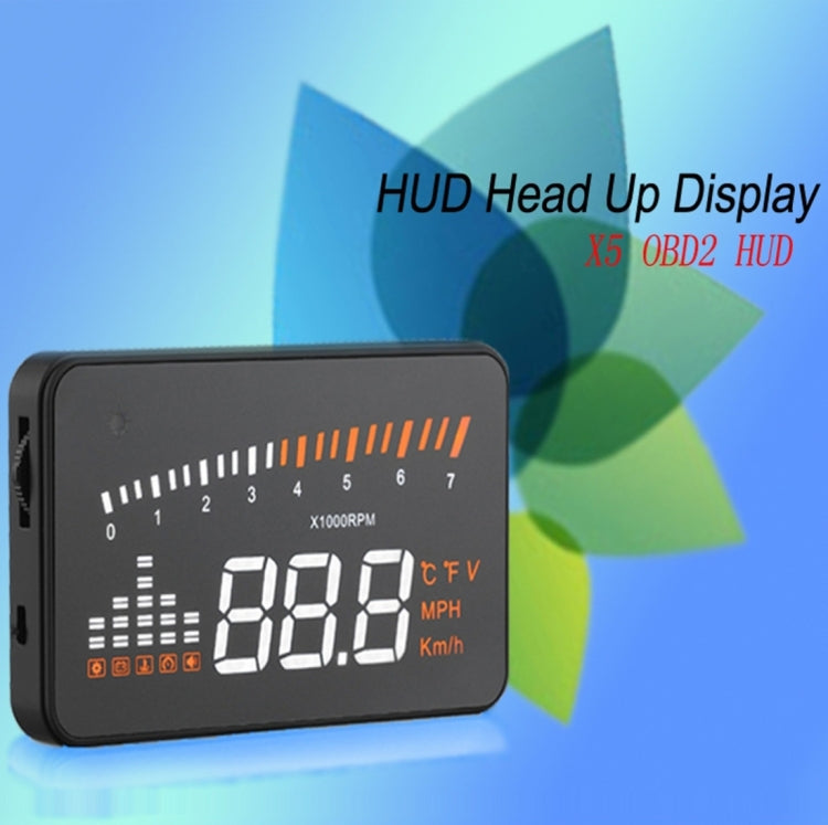 X5 HUD 3 inch Universal Multi Car Head Up Display with OBDII EOBD System, Light Sensors, Rotation Speed, Rotation Speed Unit, Unit Mark, Voltage, Water Temperature, Alarm mark, X5 HUD 3 inch