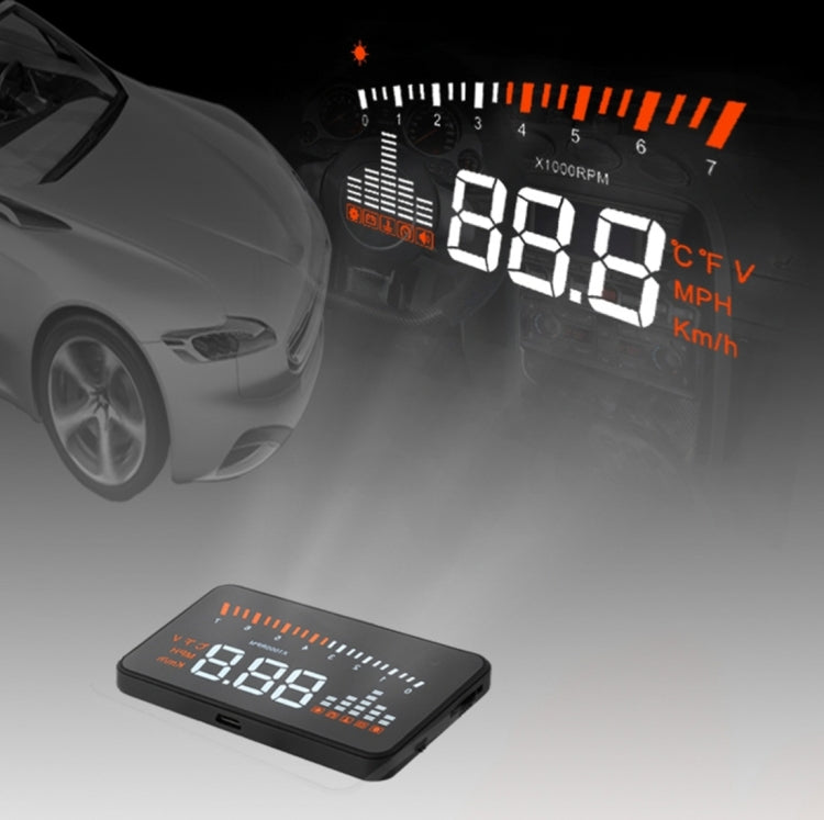X5 HUD 3 inch Universal Multi Car Head Up Display with OBDII EOBD System, Light Sensors, Rotation Speed, Rotation Speed Unit, Unit Mark, Voltage, Water Temperature, Alarm mark, X5 HUD 3 inch