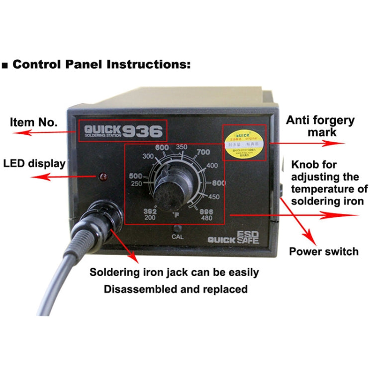 QUICK 936 220V 60W Anti-static Soldering Iron Soldering Station, AU Plug, QUICK 936 60W
